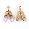 Zinc Alloy Enamel Pendants, with Crystal Rhinestone, Light Gold, Toe Shoe, Lavender, 26.5x16x5mm, Hole: 1.8mm