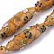Handmade Gold Sand Lampwork Beads Strands, Bumpy, Rice with Flower Pattern, Dark Orange, 45~47.5x14.5~15.5mm, Hole: 1.5mm, about 10pcs/Strand, 17.72 inch