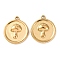 304 Stainless Steel Pendants, Flat Round, Ion Plating(IP), Real 18K Gold Plated, Mushroom, 17.5x15x3mm, Hole: 1.4mm