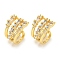 Brass Micro Pave Cubic Zirconia Cuff Earrings, Multilayer, Real 18K Gold Plated, 15x8.5mm