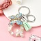 Resin & Acrylic & Faux Suede Tassel Keychain, with Alloy Clasp and Iron Rings, Letter Q, 0.9cm