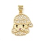 Christmas Brass Micro Pave Cubic Zirconia Pendants, Golden, Santa Claus, 19.5x16x2.5mm, Hole: 4x3mm