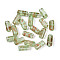 Picasso Transparent Glass Bugle Beads, Dark Sea Green, 9x4.5mm, Hole: 1mm, about 1500pcs/pound