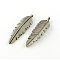 Tibetan Style Alloy Pendants, Leaf, Cadmium Free & Lead Free, Antique Silver, 37.5x11.5x2.5mm, Hole: 2mm, about 518pcs/1000g