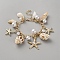 Natural Shell Beaded Bracelets, with Imitation Pearl Beads and Iron Chains, Starfish, Golden, 7-1/4 inch(18.5cm)