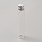 Clear Glass Bead Storage Tubes, with Aluminum Cap, Silicone Stopper, Refillable Bottle, Silver, 12x2.2cm, Capacity: 30ml(1.01fl. oz)