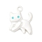 Zinc Alloy Enamel Pendants, Cat Shape, White, 17.5x16x3.5mm, Hole: 1.8mm