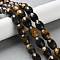 Dyed Natural Tiger Eye Beads Strands, Faceted, Barrel, Steel Blue, 13.5~14x10~0.5mm, Hole: 0.7mm, about 27pcs/strand, 15.04''(38.2cm)