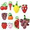 20Pcs 10 Styles Handmade Lampwork Pendants and Beads, Fruit, Mixed Color, 13~43x6.5~32.5x3.5~19mm, Hole: 1.2~7mm, 2pcs/style