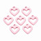 Spray Painted Alloy Charms, Cadmium Free & Lead Free, Heart, Pink, 13x12x2mm, Hole: 1.5mm