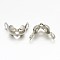Brass Bead Tips, Calotte Ends, Clamshell Knot Cover, Platinum, 7x4mm, Hole: 1mm