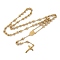 PVD Vacuum Plating 201 Stainless Steel Rosary Bead Necklaces, with Crucifix Cross Pendant, For Easter, Golden, 25.59 inch(65cm)