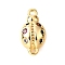 Brass Micro Pave Colorful Cubic Zirconia Links, Cadmium Free & Nickel Free & Lead Free, Ladybug, Real 18K Gold Plated, 13.5x7.5x4mm, Hole: 0.8~1mm