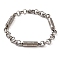 Tarnish Resistant 201 Stainless Steel Column Rolo Chain Bracelets, with 304 Stainless Steel Clasps, Stainless Steel Color, 8-7/8 inch(22.4cm)