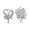 Alloy Pendant, with Glass, Lead Free & Cadmium Free, Melting Heart Charm, Platinum, 21x14x5mm, Hole: 1.5mm