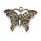 Alloy Butterfly Rhinestone Pendants, Grade A, Mixed Color, 28x34x3mm, Hole: 3mm