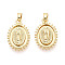 Religion Brass Pendants, Oval with Virgin Mary Charms, Real 18K Gold Plated, 19x12.5x2mm, Hole: 4.5x2.5mm