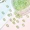 100Pcs Frosted Baking Painted Glass Beads, Round, with Golden Glitter Powder, Light Green, 8~8.5mm, Hole: 1.4~1.6mm