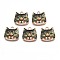 Printed Alloy Pendants, Cadmium Free & Nickel Free & Lead Free, Light Gold, Cat Head, Dark Khaki, 17x17.5x1.5mm, Hole: 2mm