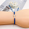Alloy Cross Link Bracelets for Men Women, with Nylon Braided Cord, Platinum, Blue, 5-7/8~12-5/8 inch(15~32cm)