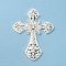 Alloy Crystal Rhinestone Cabochons, Cross, Silver, 72x55x5mm
