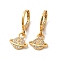 Rack Plating Brass Micro Pave Cubic Zirconia Leverback Earrings, Long-Lasting Plated Planet Dangle Earring for Women, Cadmium Free & Lead Free, Real 18K Gold Plated, 24mm, Pin: 1mm