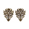 Iron Filigree Joiners Links, Etched Metal Embellishments, Leaf, Antique Bronze, 35x25.5x0.5mm