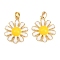 Brass Enamel Pendants, Flower Charms, Golden, 21x18.5x4mm, Hole: 4.5x2.5mm