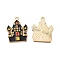 Alloy Enamel Pendants, Castle Charms, Halloween, Golden, 21x17.5x1.3mm, Hole: 1.5mm
